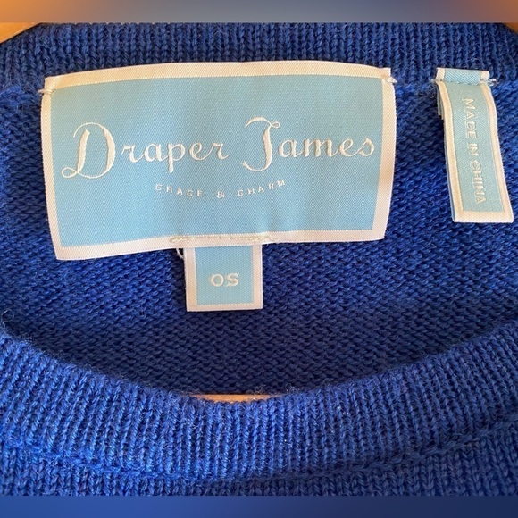 DRAPER JAMES Blue White Spirit Sweater Cape Poncho Size OS - Picture 6 of 7